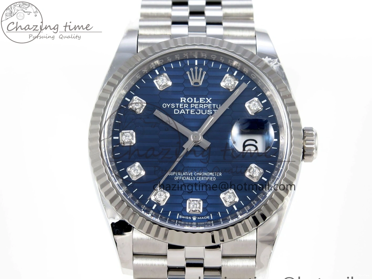 MiroTime 0424 FastDry DateJust 36 126234 Clean 1:1 Best Edition 904L Steel Blue Textured Diamonds Dial on Jubilee Bracelet VR 1967